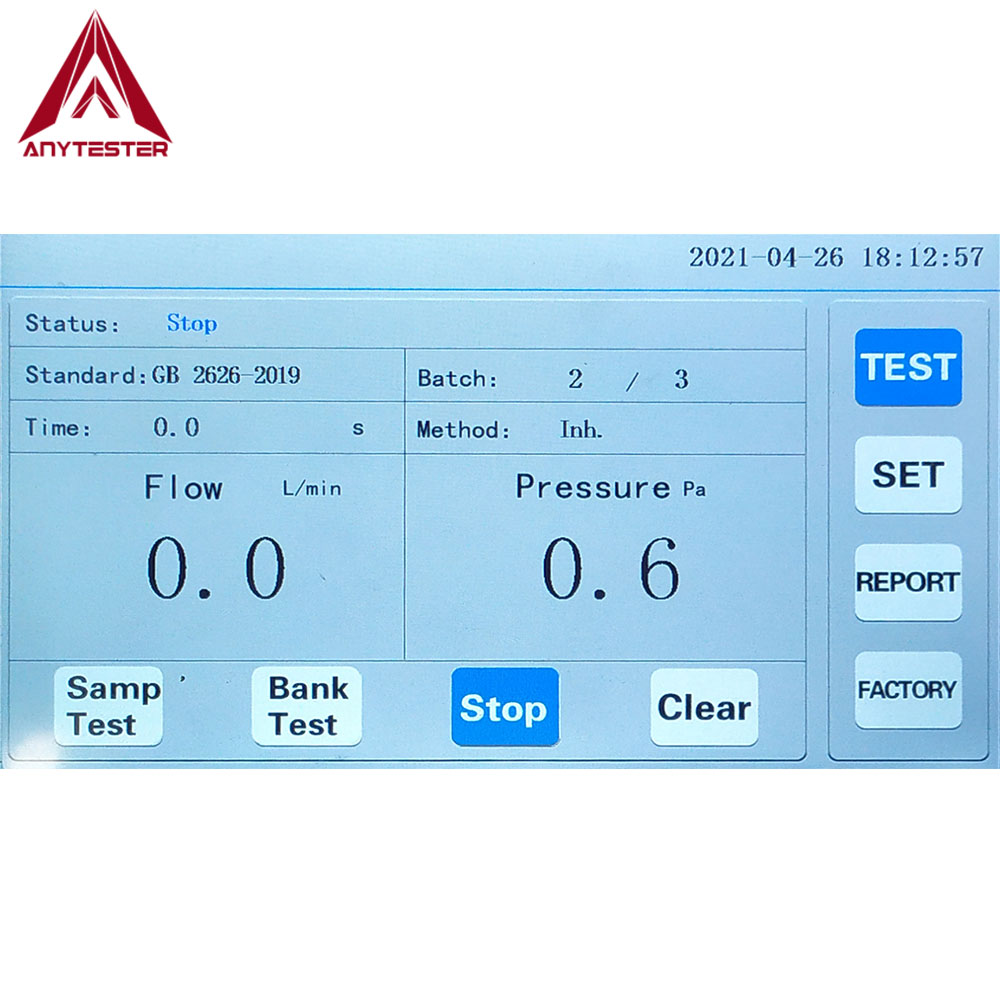 AT907B MÁSCARA DE MÁSQUIA FACATIVA Tester de resistencia de respiración